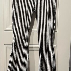 Black and White Striped Flare Pants